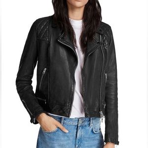 ALLSAINTS Balfern Leather Biker Jacket Black and grey size 0.